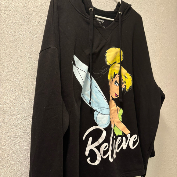 Tinker Bell Believe Hoodie Black Size 2x Brand Disney Soft Fabric Lightweight - Picture 4 of 9
